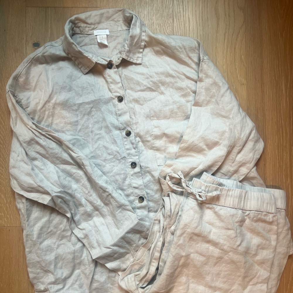 H&M Home Linen Button-Up Shirt and Pants Set
